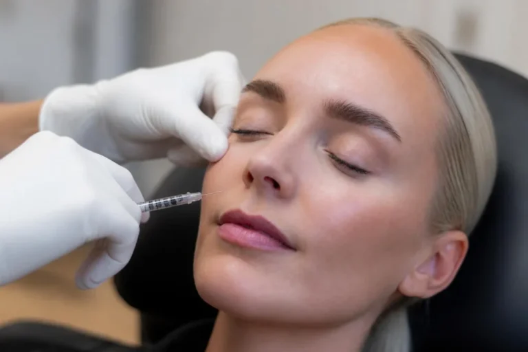 Kosmetisk sygeplejerske gør klar til botox mod gummy smile ved overlæben