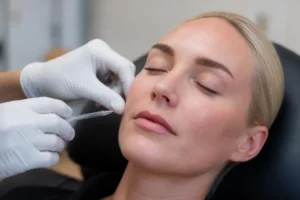 Kosmetisk sygeplejerske gør klar til botox mod rygerynker over overlæben