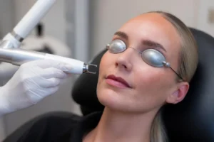 CO2-laserbehandling af huden med beskyttelsesbriller