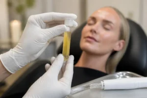 Reagensglas med plasma klar til PRP microneedling